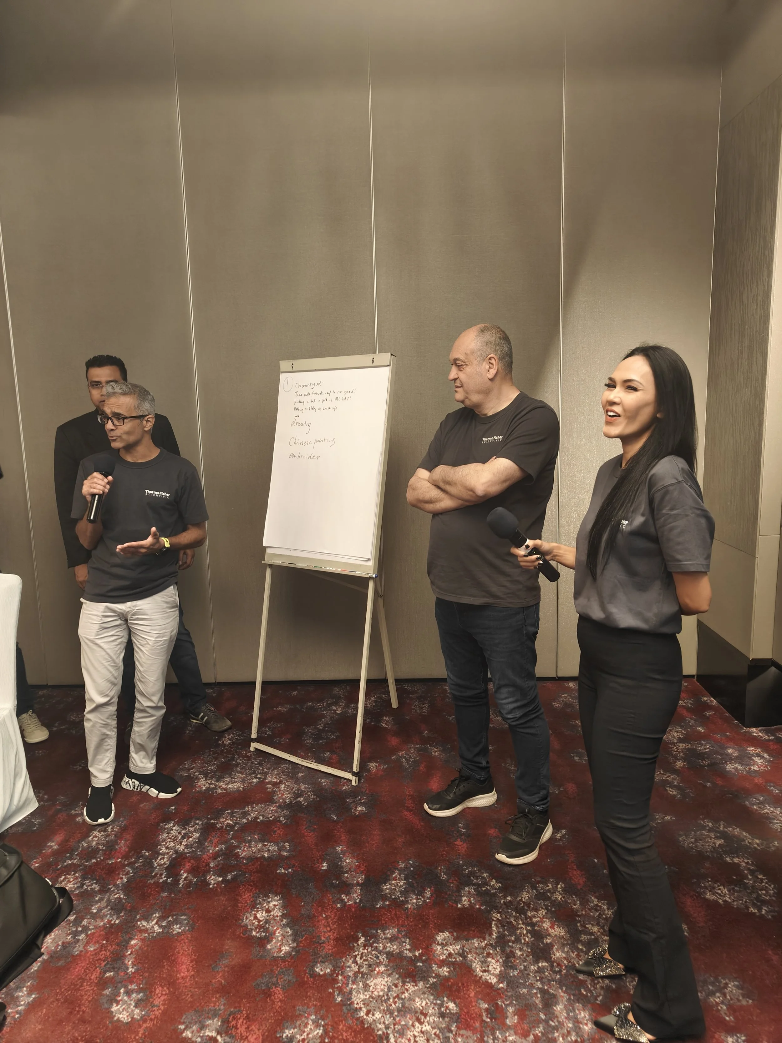Dona Amelia leading team connection activity during Thermo Fisher Scientific APAC workshop