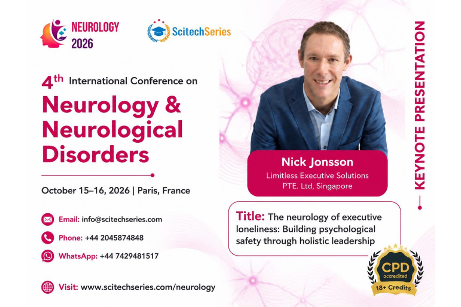 Nick Jonsson virtual keynote speaker at International Neurology Conference Paris France 2026
