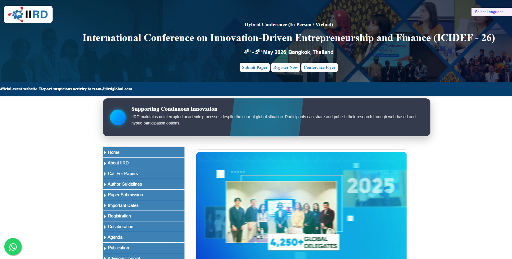 International Conference on Innovation-Driven Entrepreneurship and Finance (ICIDEF - 26)