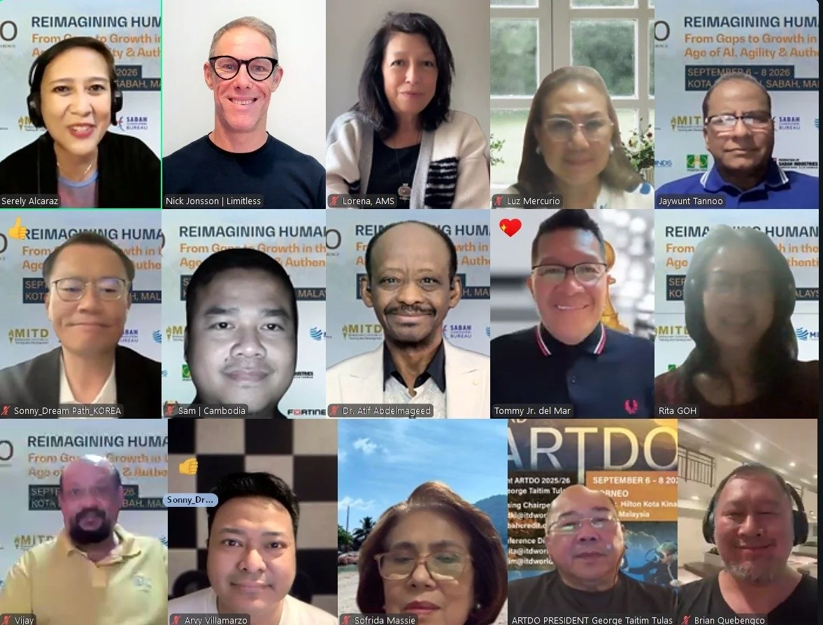 Participants from six countries joining Nick Jonsson's team psychological safety webinar with ARTDO International