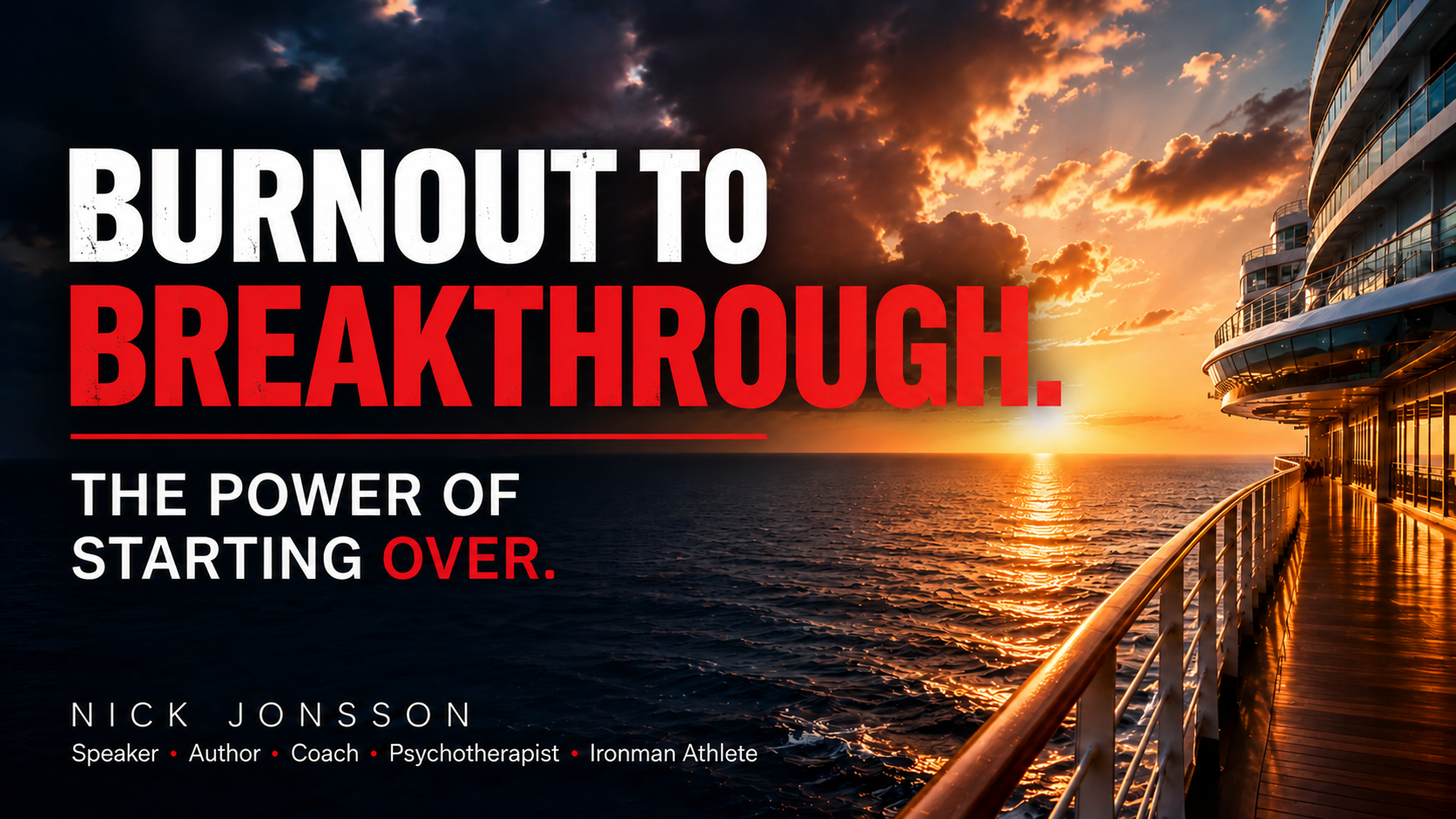 Nick Jonsson keynote speaker presenting From Burnout to Breakthrough