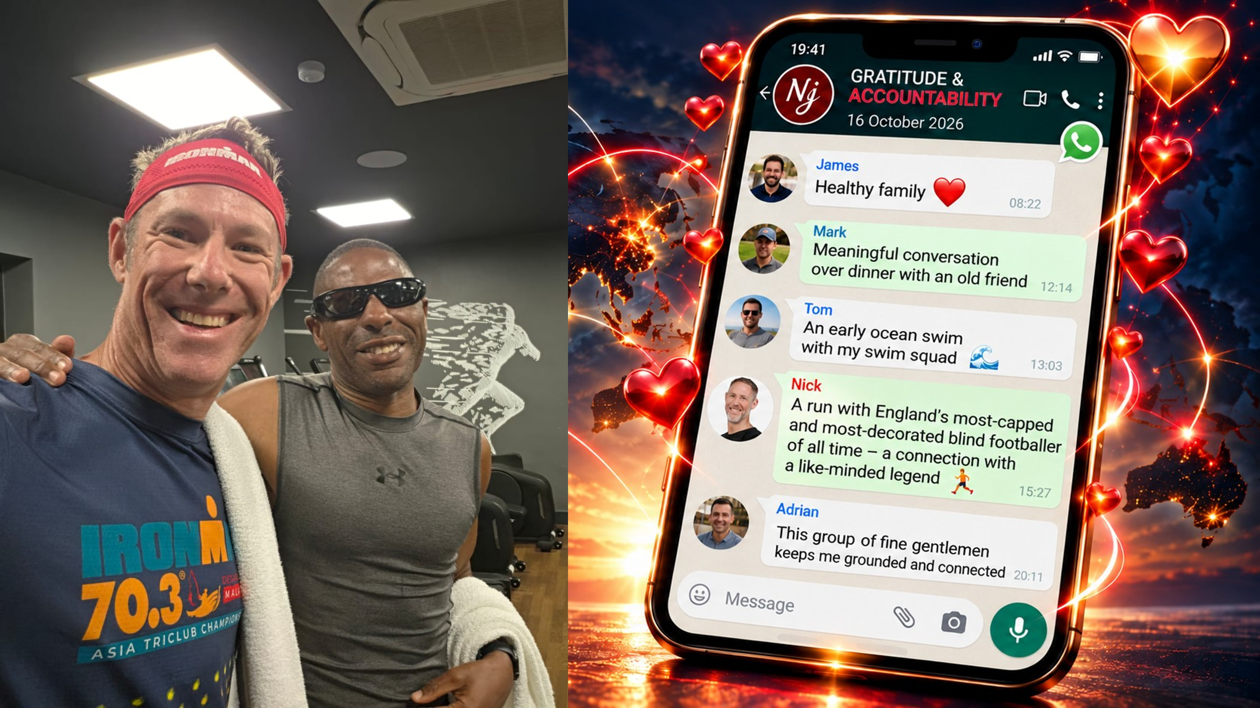 Nick Jonsson with Darren Harris and gratitude messages from the Limitless Men Community