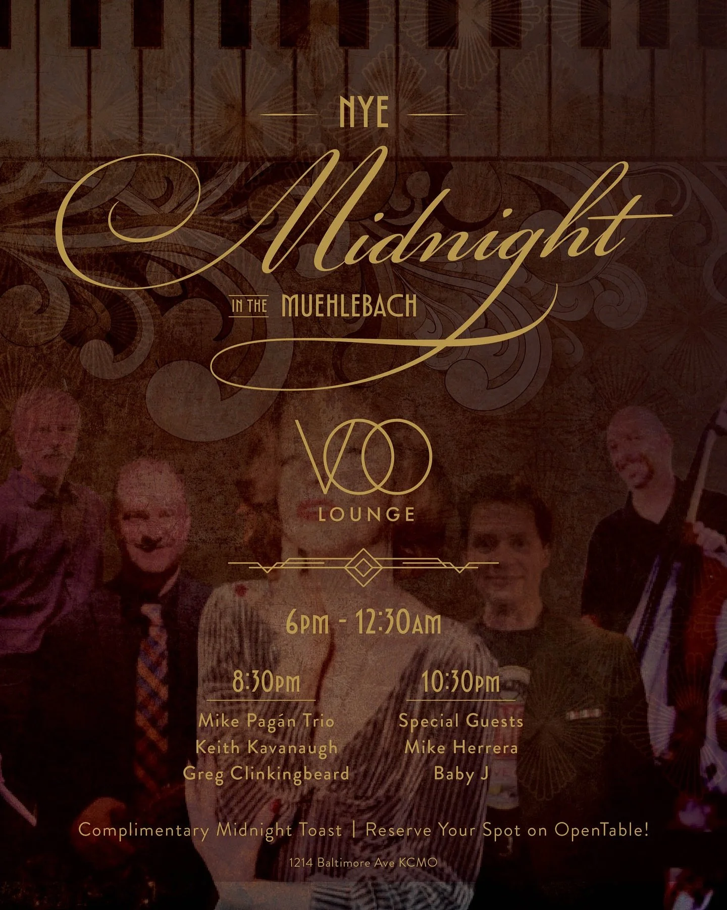 Ring in the New Year where KC learned to swing! 🎷🥂

This NYE, step into the golden era at VOO Lounge for a night of live jazz, handcrafted cocktails, and a sparkling midnight toast in one of KC&rsquo;s most historic buildings.

🎶 Live Jazz 8:30 PM
