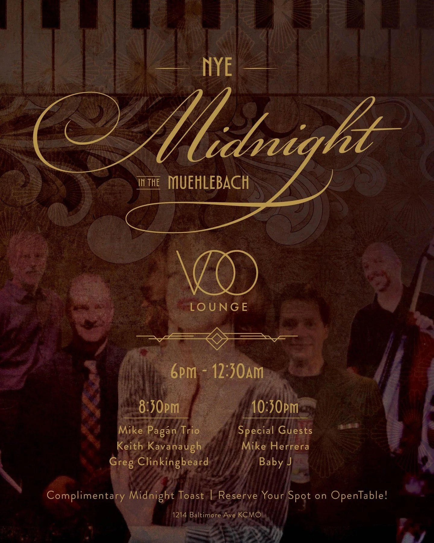 Tonight, we swing into the New Year. 🎶🥂

Step into the golden era at VOO Lounge for a night of live jazz, handcrafted cocktails, and a sparkling midnight toast in one of KC&rsquo;s most historic buildings.

🎷 Music starts at 8:30 PM

Mike Pagan Tr