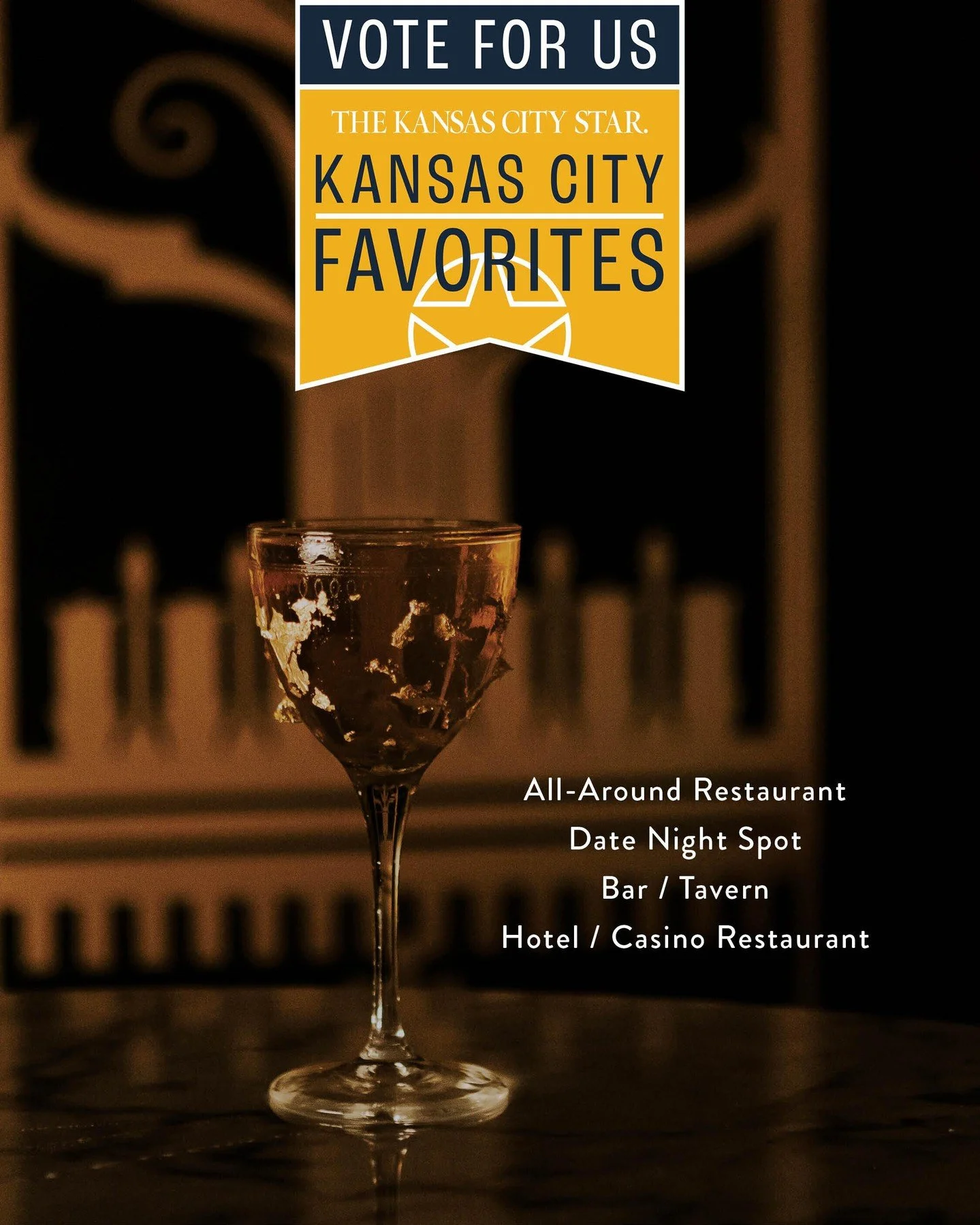 KC, do us a favor! ✨

VOO Lounge is nominated for @thekansascitystar's All-Around Restaurant, Date Night Spot, Bar/Tavern &amp; Hotel/Casino Restaurant, and we&rsquo;d love your vote. 💫

If you&rsquo;ve ever joined us for cocktails, date night, or a