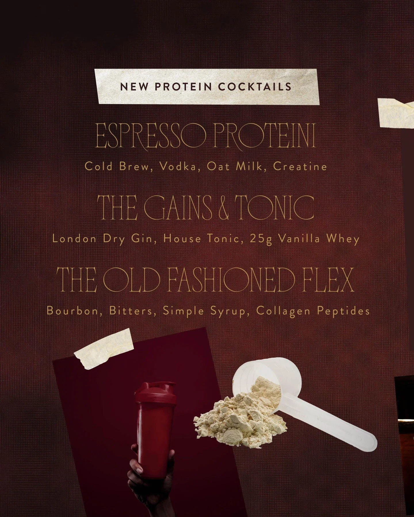 Starting today, we're pumped to introduce our new protein cocktail menu! 💪🍸 

Come hit your macros at VOO. Cheers.