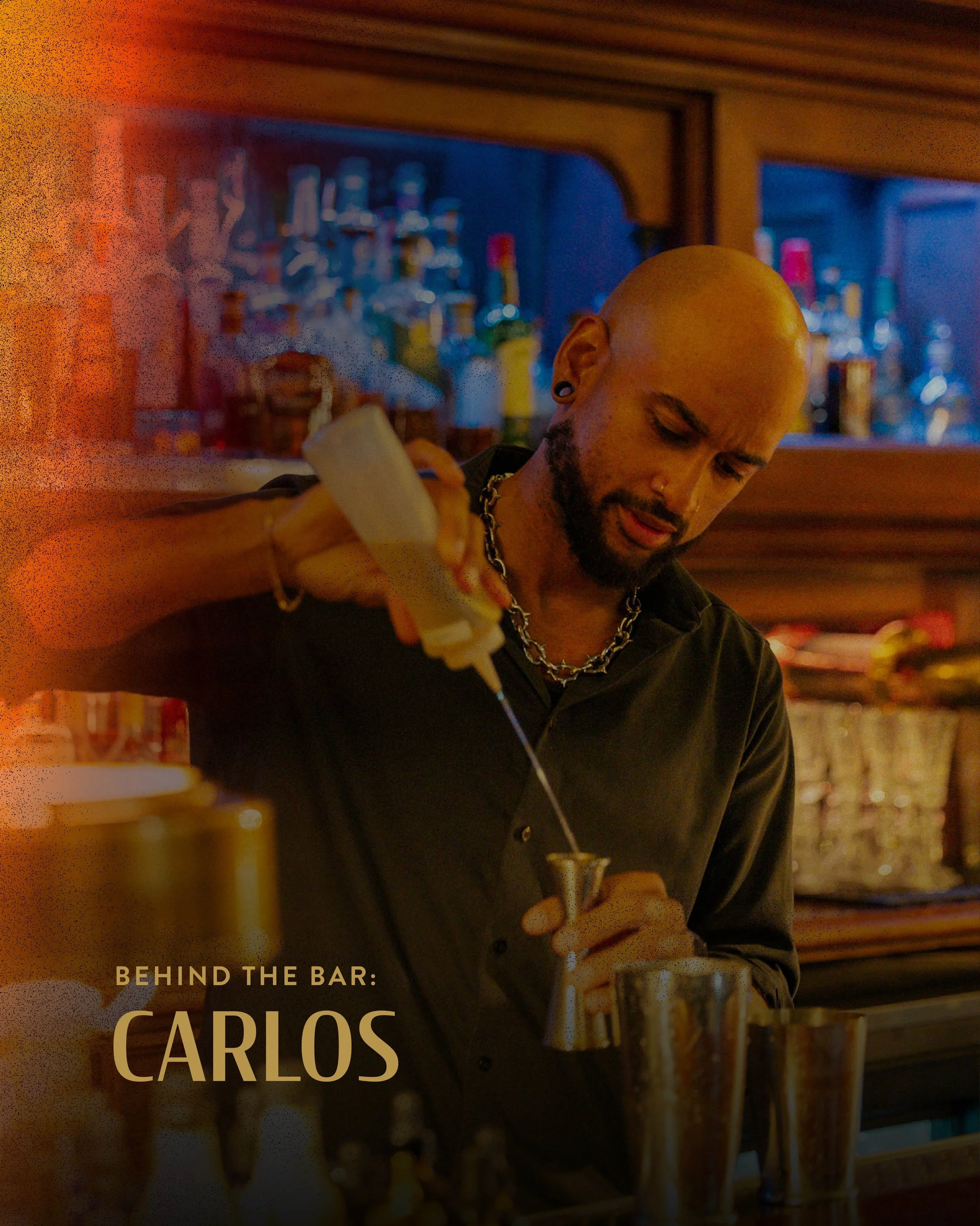Behind the bar, meet @carthebartender. 🍸❤️

Gin lover, Frosted Cheerios enthusiast, and the guy keeping the vibes right at VOO.

Stop by, say hey, and let Carlos pour you something good. 👀