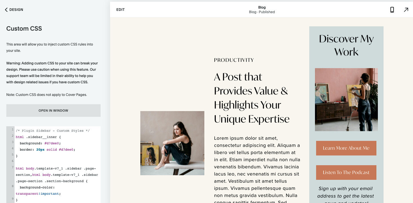 Squarespace Sidebar Plugin Review from SQSP Themes — Station Seven