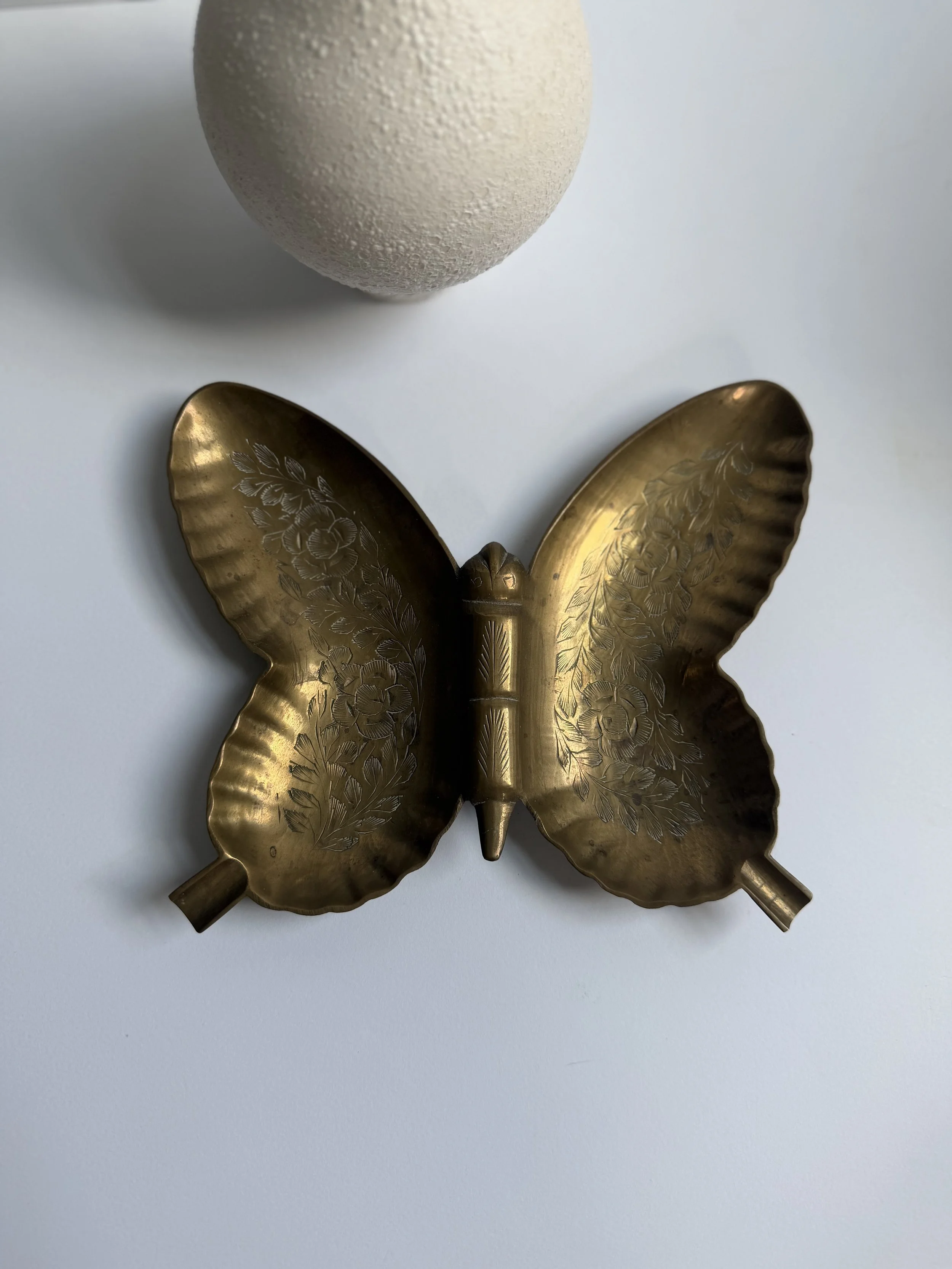 Vintage Brass Butterfly Catchall