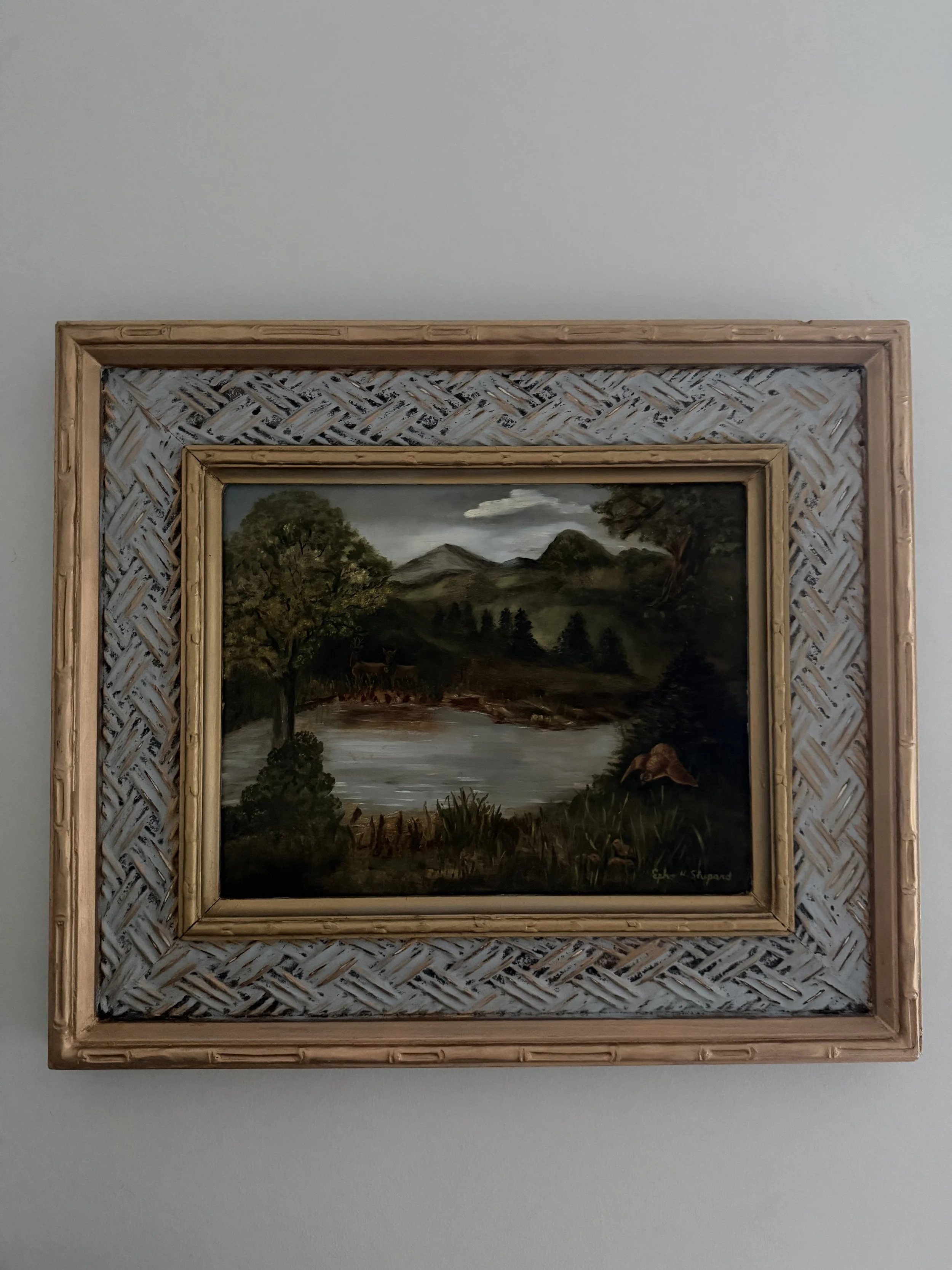 Original Vintage Oil Painting on Board, Signed by Artist  ~Professionally Framed in a Dual Layer Frame