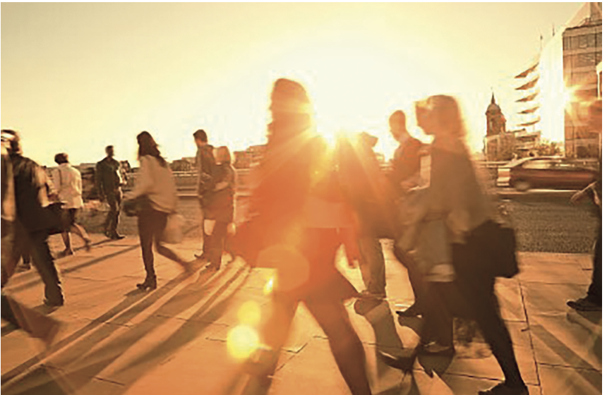 Sunset on a city bridge
