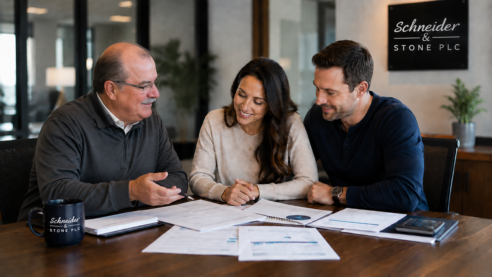 individual accountant helping a male and female couple with tax audits in arizona office