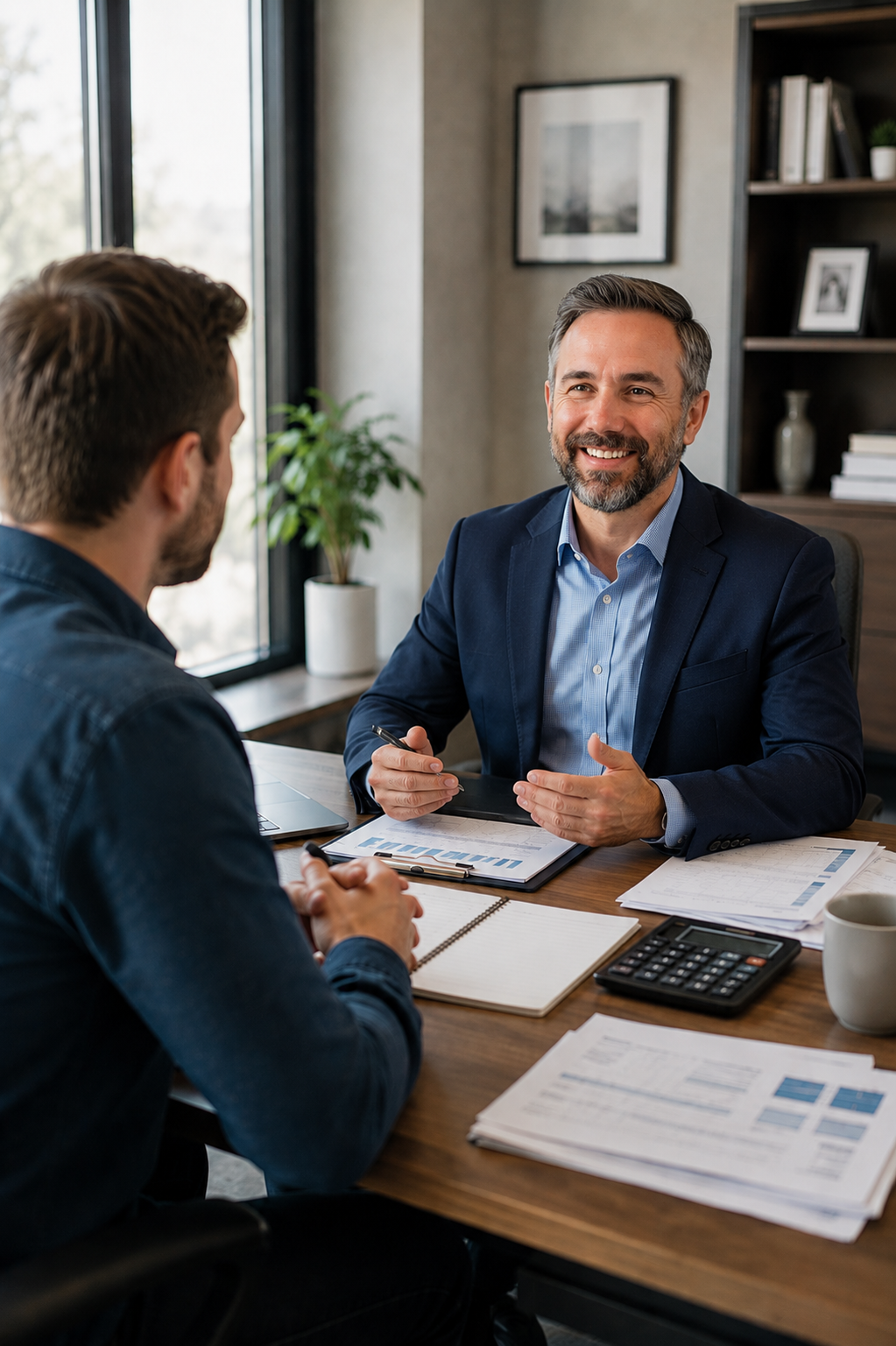 individual accountant helping man with tax planning in arizona office