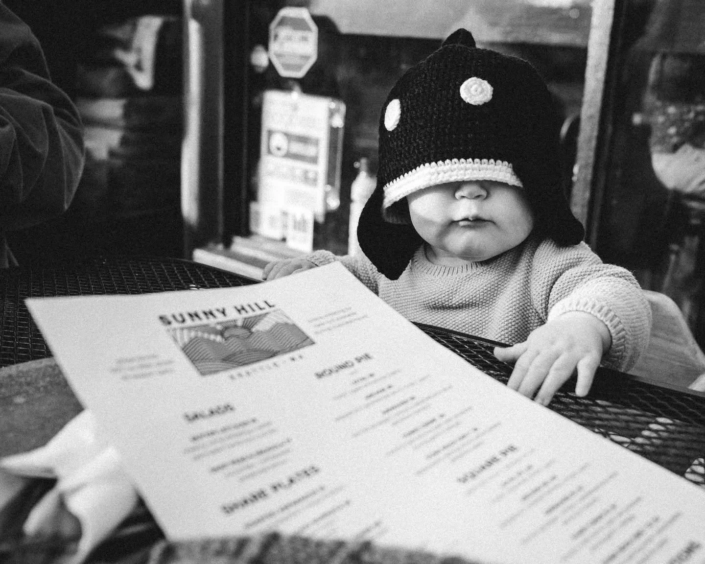 Blocking out the haters at our favorite pizza spot
