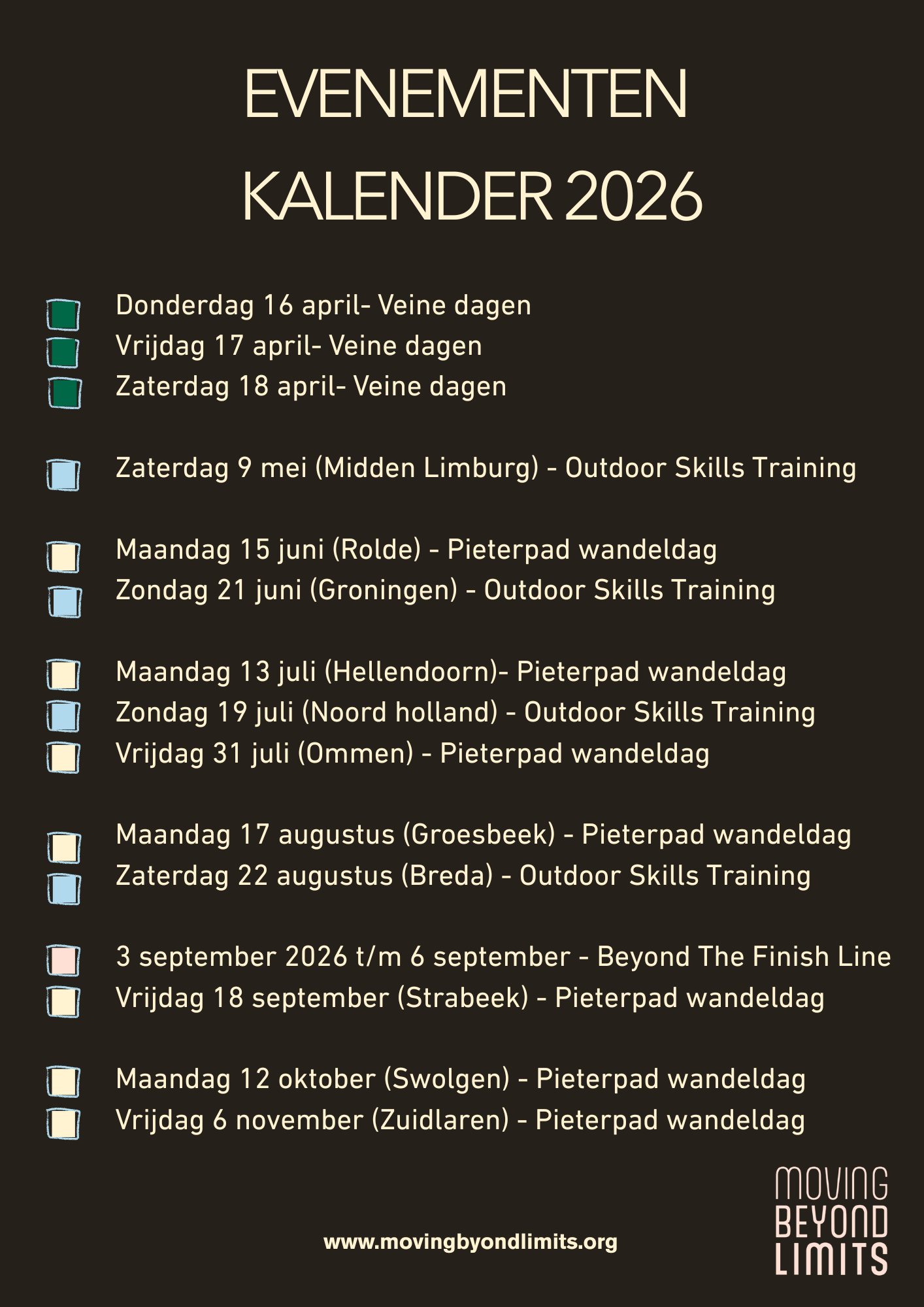 Evenementen kalender 2026