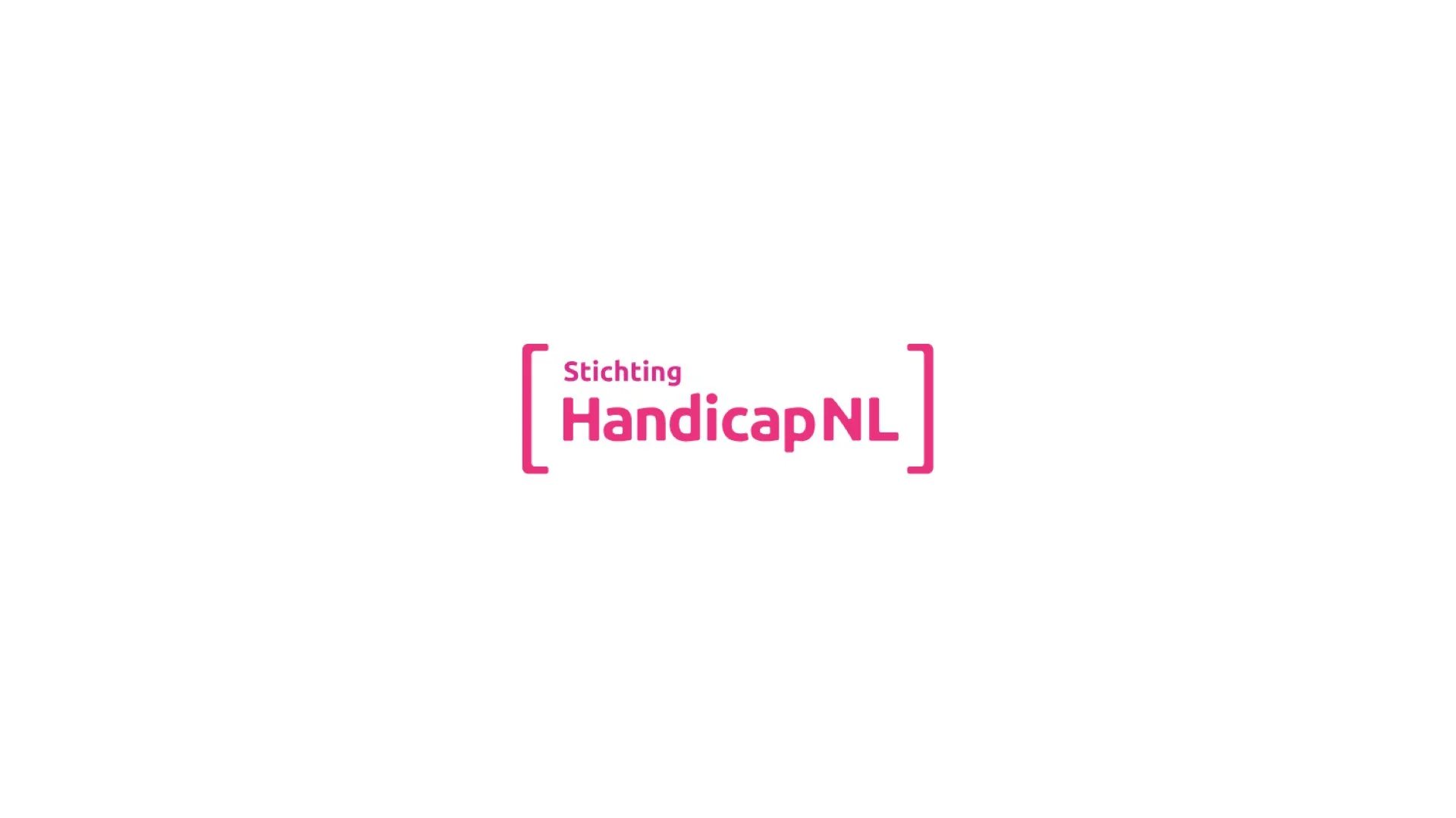 Logo van Stichting HandicapNL in roze tekst op een witte achtergrond.