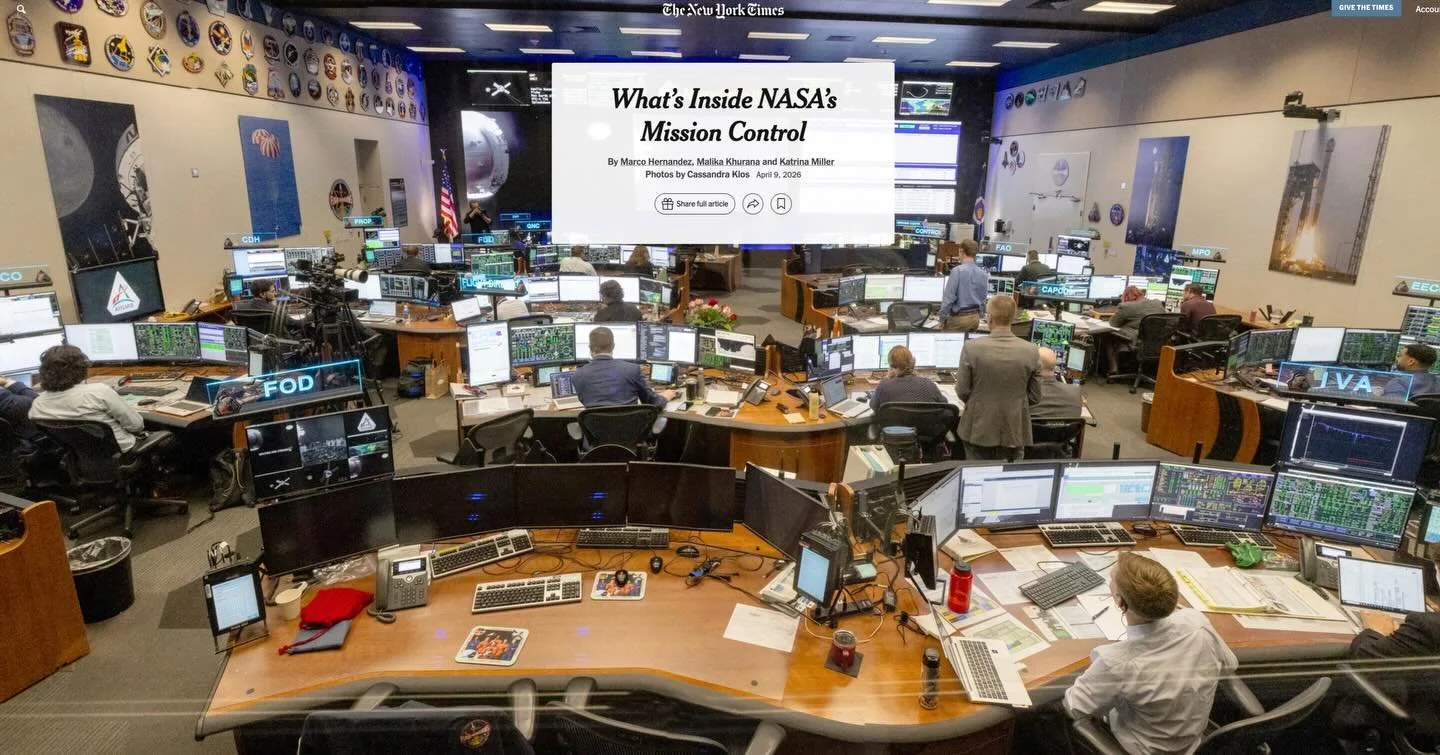 Screens, signs, symbols, and snacks &mdash; what&rsquo;s inside NASA&rsquo;s Mission Control? Here&rsquo;s an interactive look at my view of the White Flight Control Room (WFCR) at Johnson Space Center during the Artemis II mission. Link in bio to ch