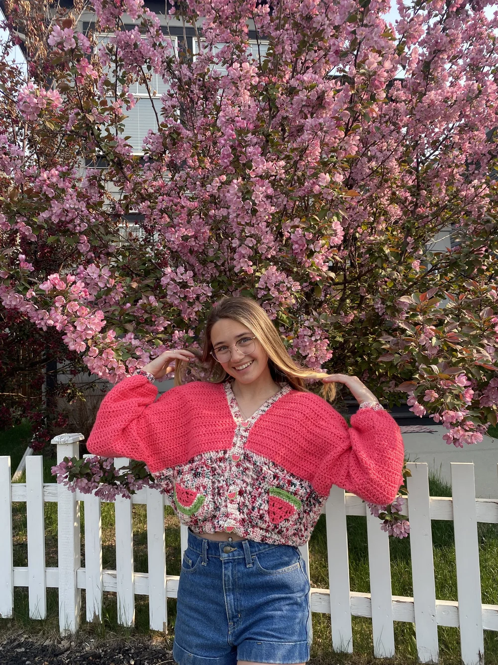 Cardigan Watermelon Crochet Top Watermelon Pocket Cardigan Crochet