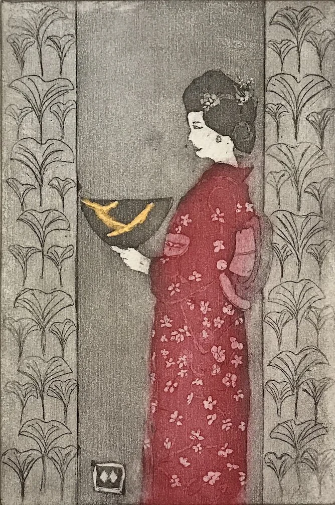 KINTSUGI, Copper sulphate etching, 6" x 9"