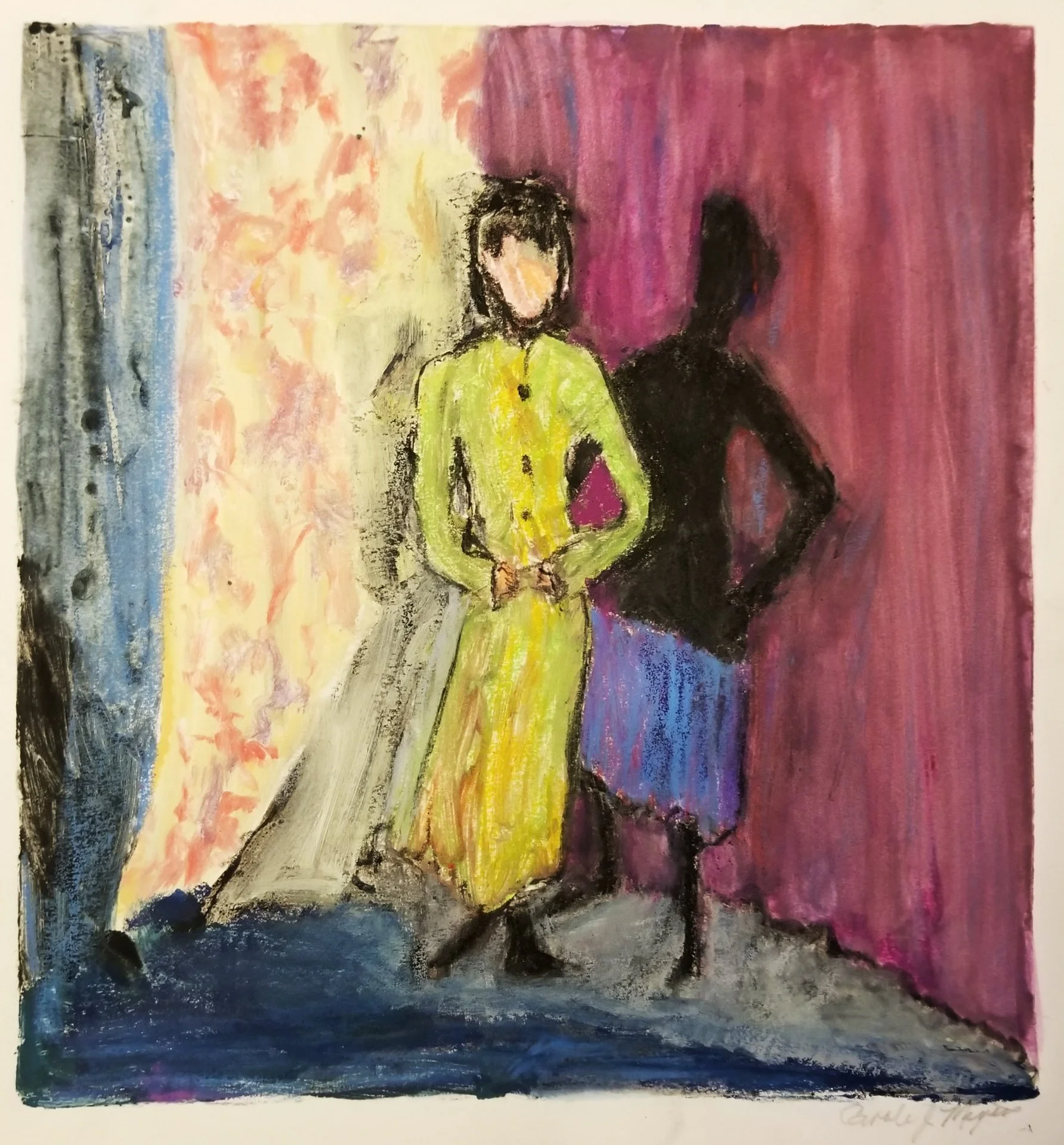 BEHIND THE SCENE, monotype, 12 1/2" x 11 3/4"