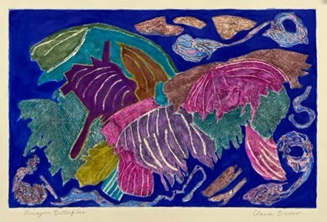 Amazon Butterflies, Collagraph, 17” x 12”