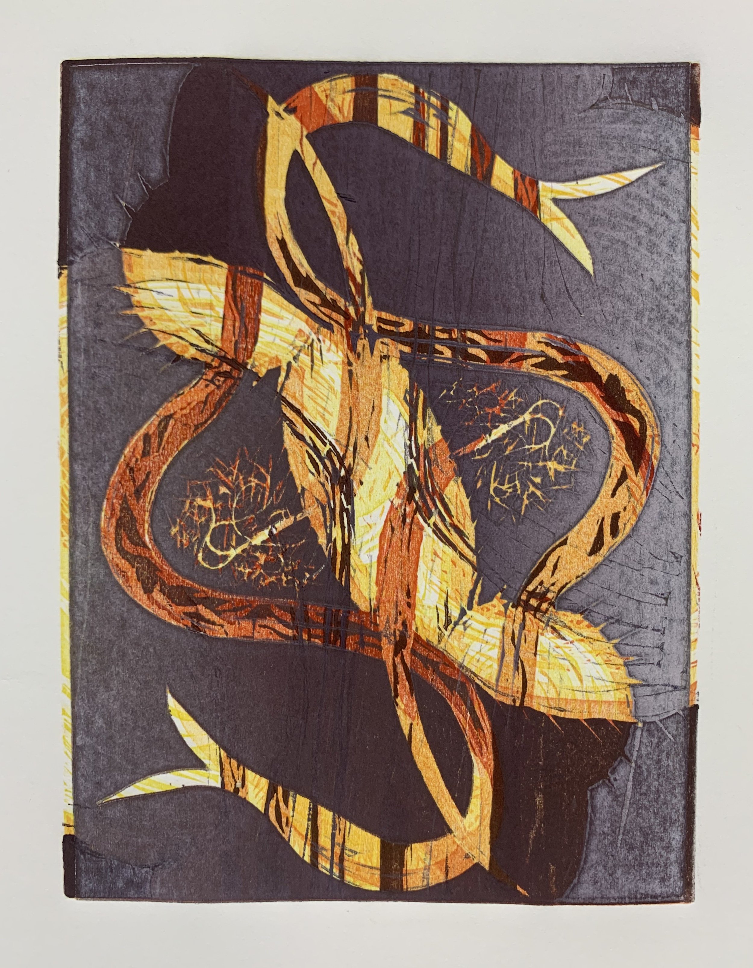 Lima - Twisted - woodcut reduction print