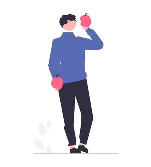 man eating apple