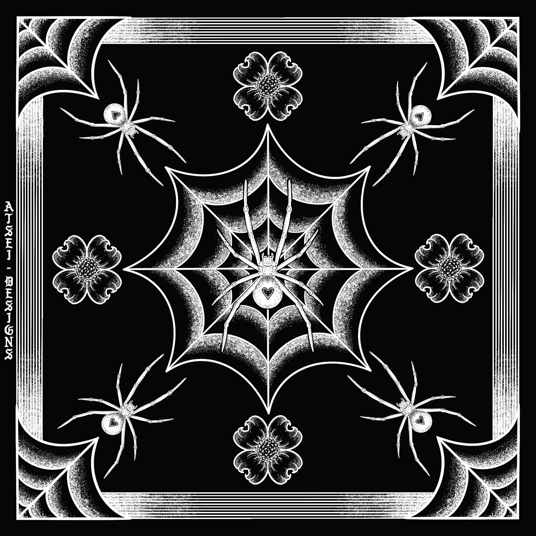 POSTCARD Black Widow and Dogwood