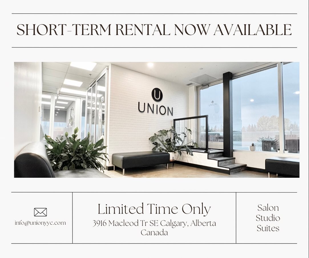 LIMITED TIME ONLY

UNION will have 3 short term rental opportunities available at our Macleod Trail location. 

DM for more information.

▫️▫️▫️

#unionyyc #yycnow #yycsmallbusiness #smallbusinesssupport #newopportunities #smallbusinessopportunity #y