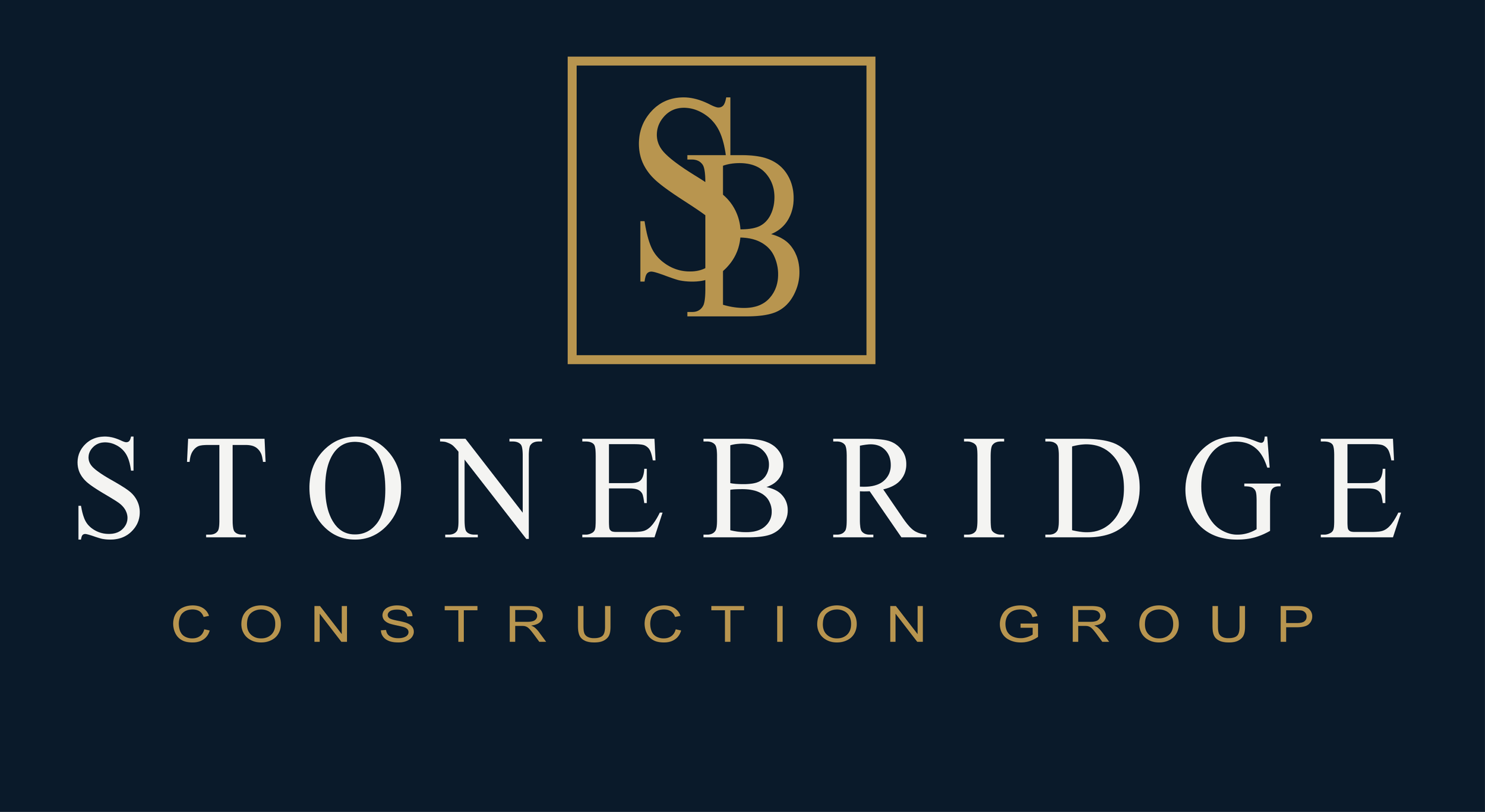 Stonebridge Construction Group — gold SB monogram on navy
