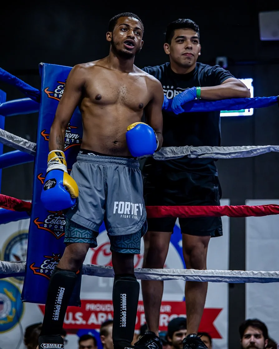 Amateur kickboxer from Fortify Fight Club warming up before competition near Surprise and Peoria, Arizona