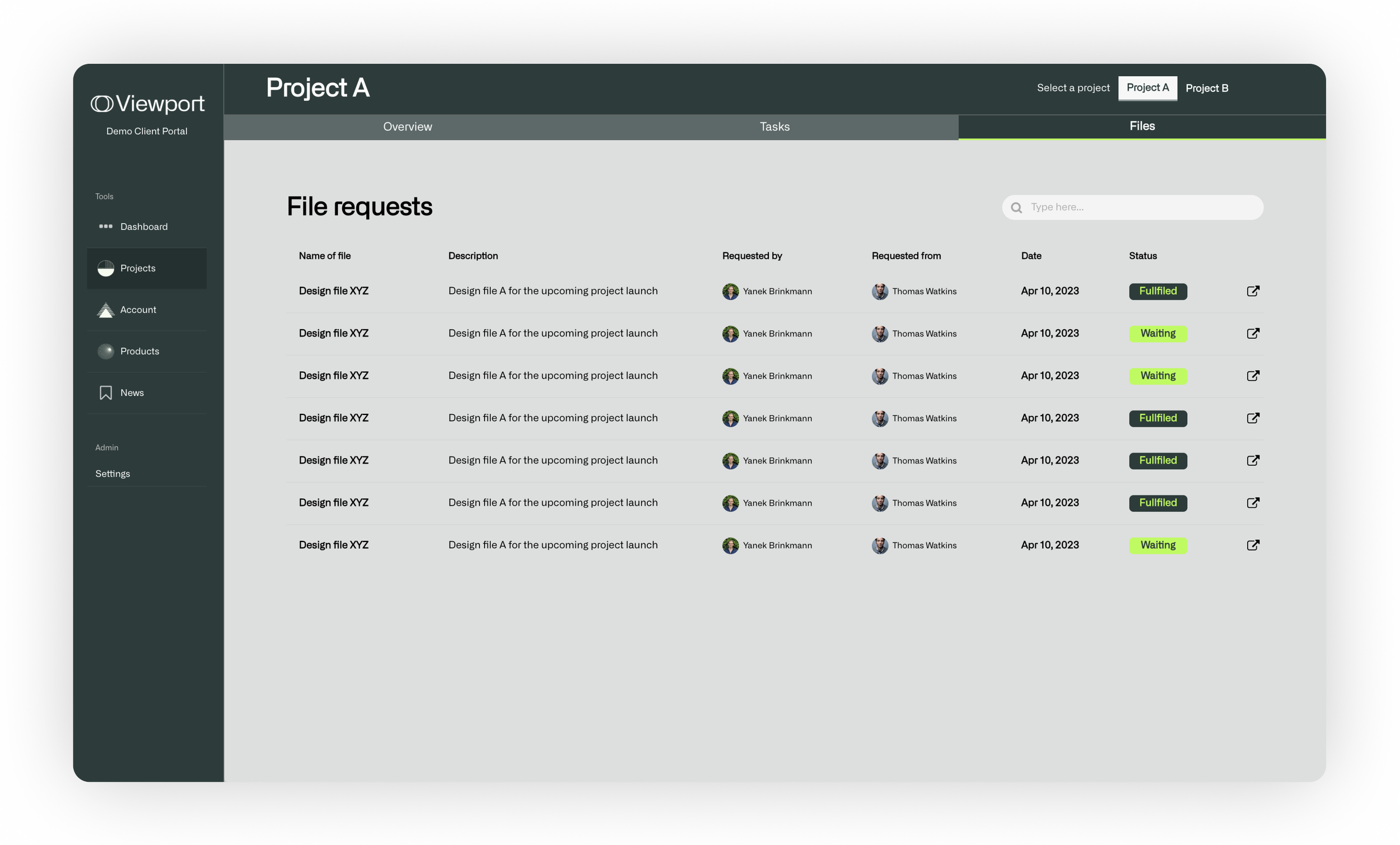 Client portal - File request screen product screenshot.png