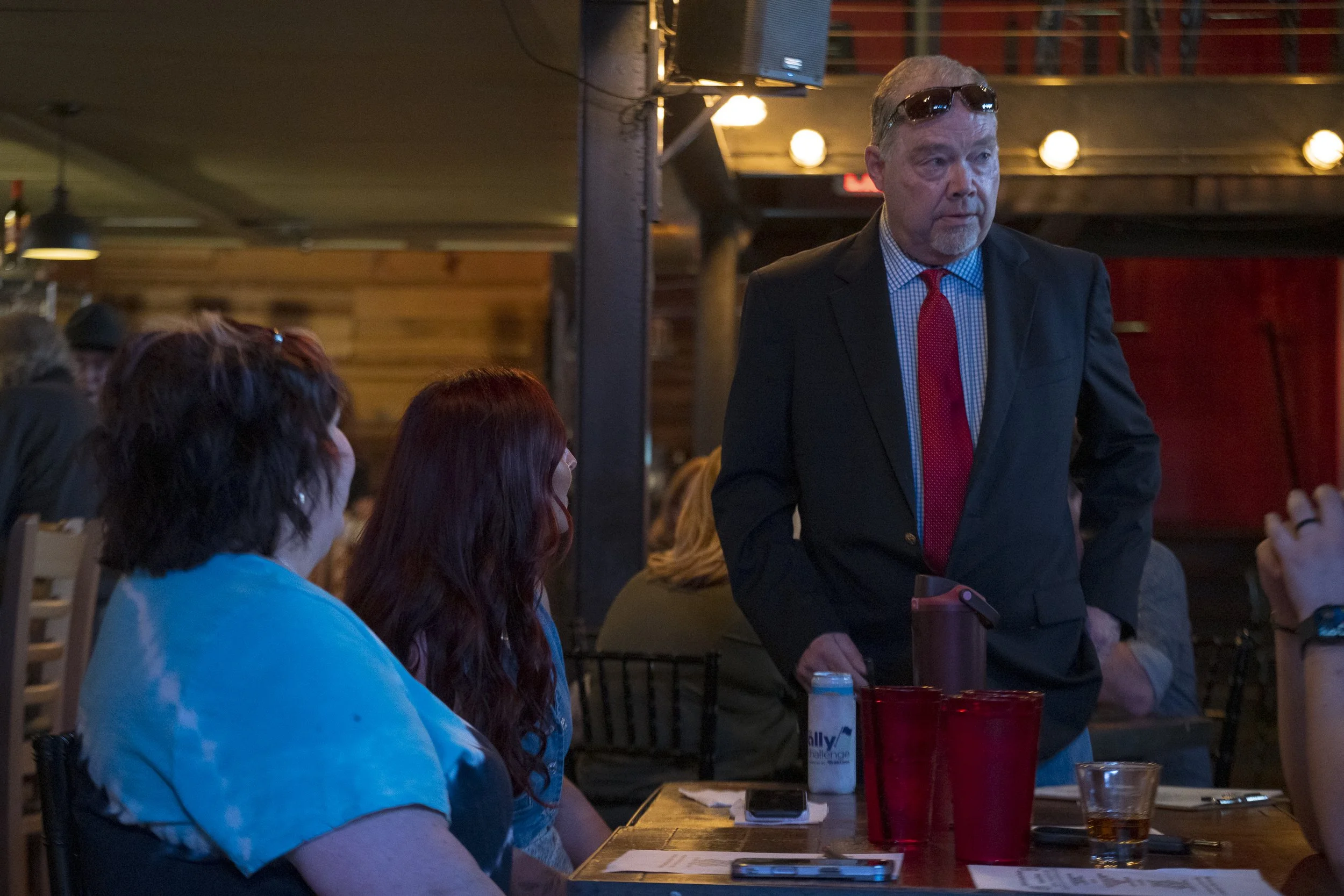 Mark Parsell speaking with guests