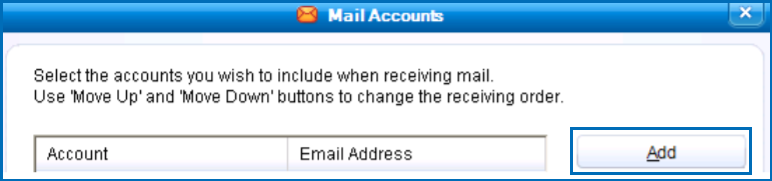 Step 2. In the Mail Accounts window, click Add