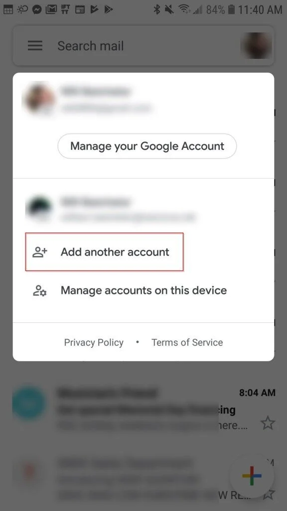Step 1.  On your Android phone or tablet, open the Gmail app .
Step 2.  In the top right, tap your profile picture.
Step 3.  Tap Add another account.