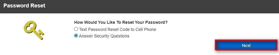 3. Select how you would like to reset your password.
In this example, we will answer security questions.