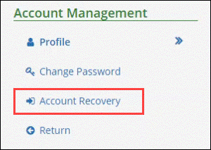 2. Select Account Recovery under Account Management
