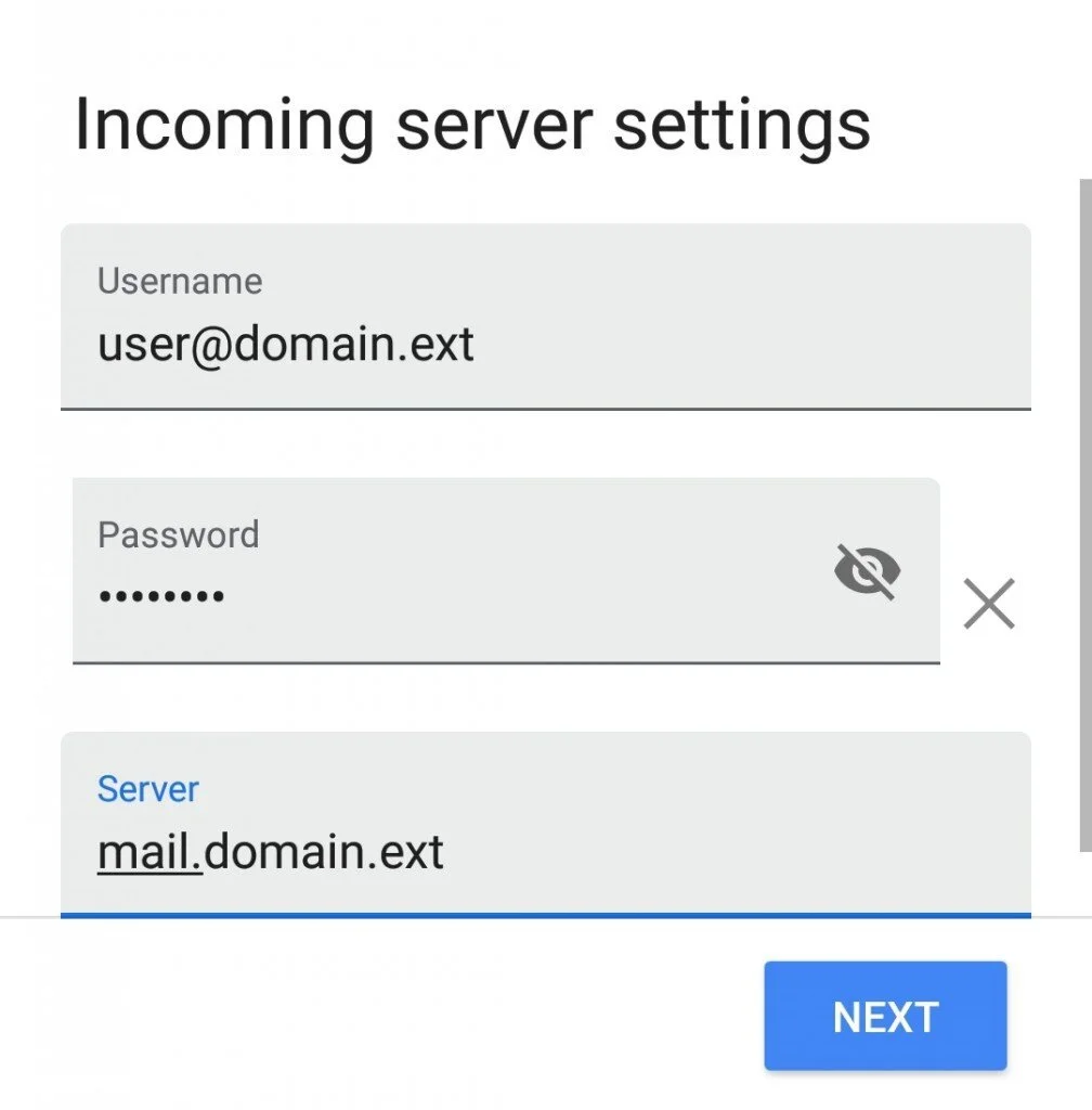 Step 5. Select Personal (IMAP)
Step 6. Populate the necessary fields accordingly:
Username: Enter your full email address here (ex: myemail@mgwnet.com). Password: Enter the password for your email account.
IMAP server: Enter  imap.mgwnet.com. Tap N