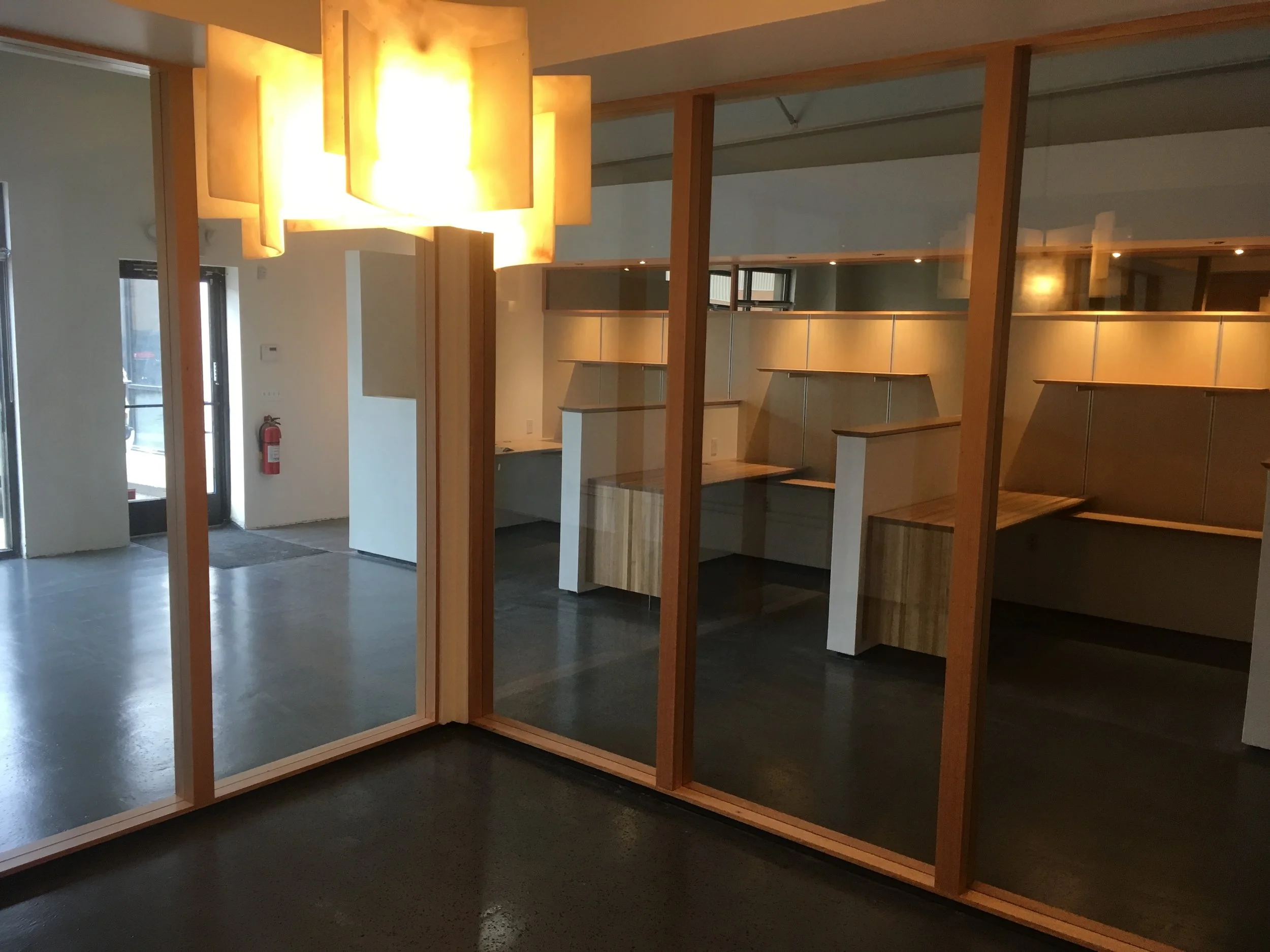 Conference room glass wall detail