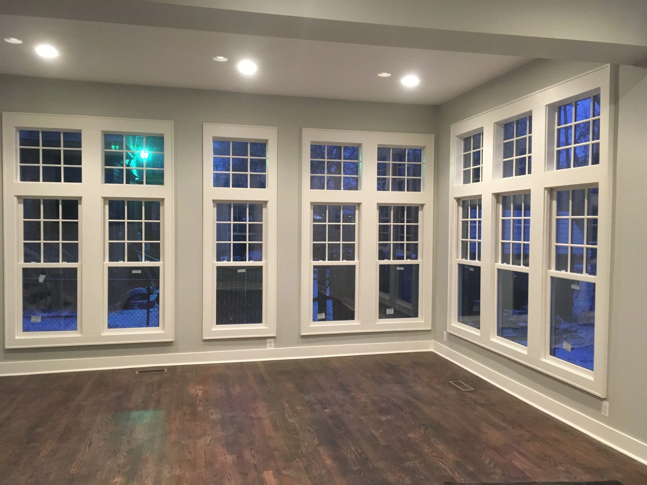 Double hung windows with transom