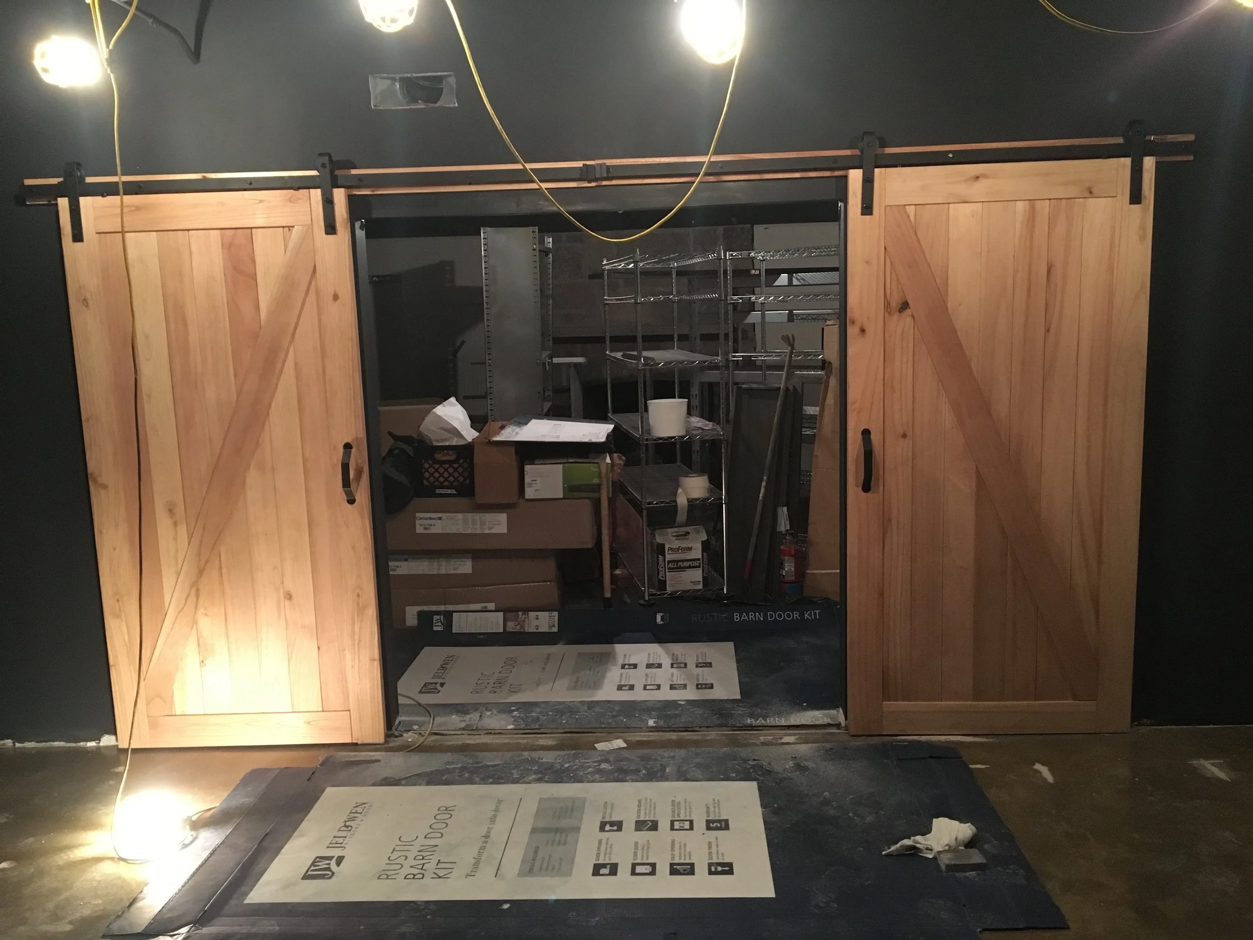 Barn doors for restaurant banquet room