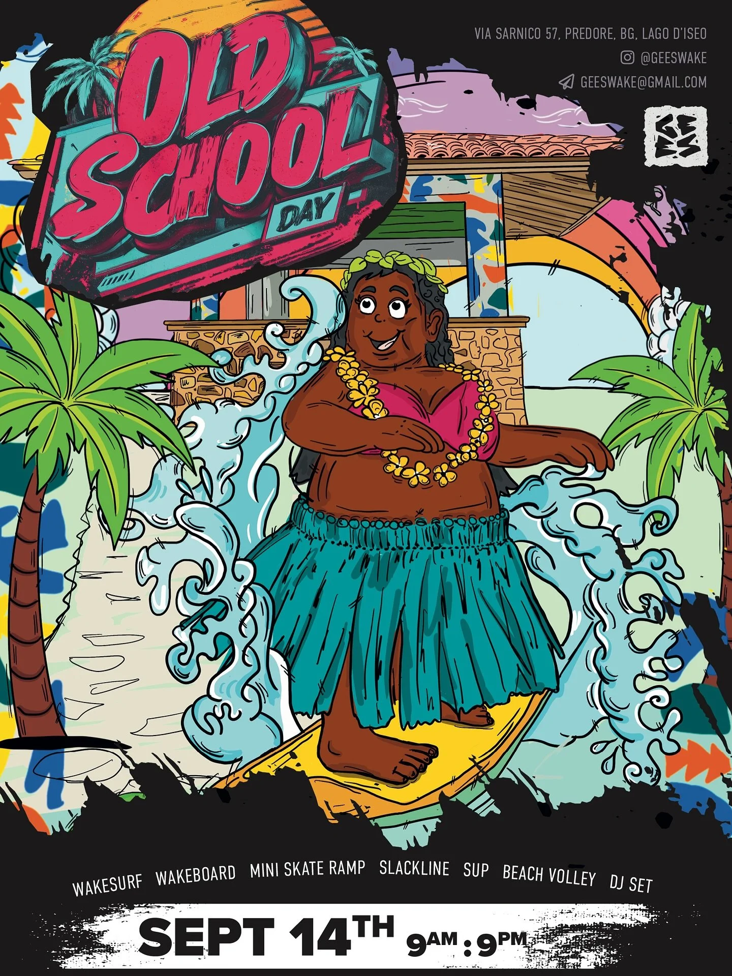 🌴✨ OLD SCHOOL DAY ✨🌴
Il ritorno delle vere surf vibes in stile anni &rsquo;80! 🕶️🌊

🚤🏄&zwj;♀️ Attivit&agrave; sportive:
🌊 Wakesurf
🏄 Wakeboard
🏖️ SUP
🤸 Slack line

🎽 Contest Speciale
💥 Miglior outfit SURF anni &rsquo;80 💥
🏆 Vince 1 ora 