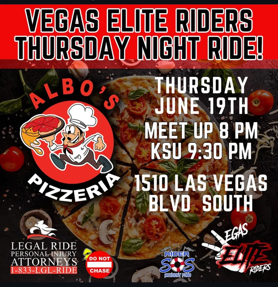 Vegas Elite Riders Thursday Night Ride Legal Ride Rider SOS june 19th 2025