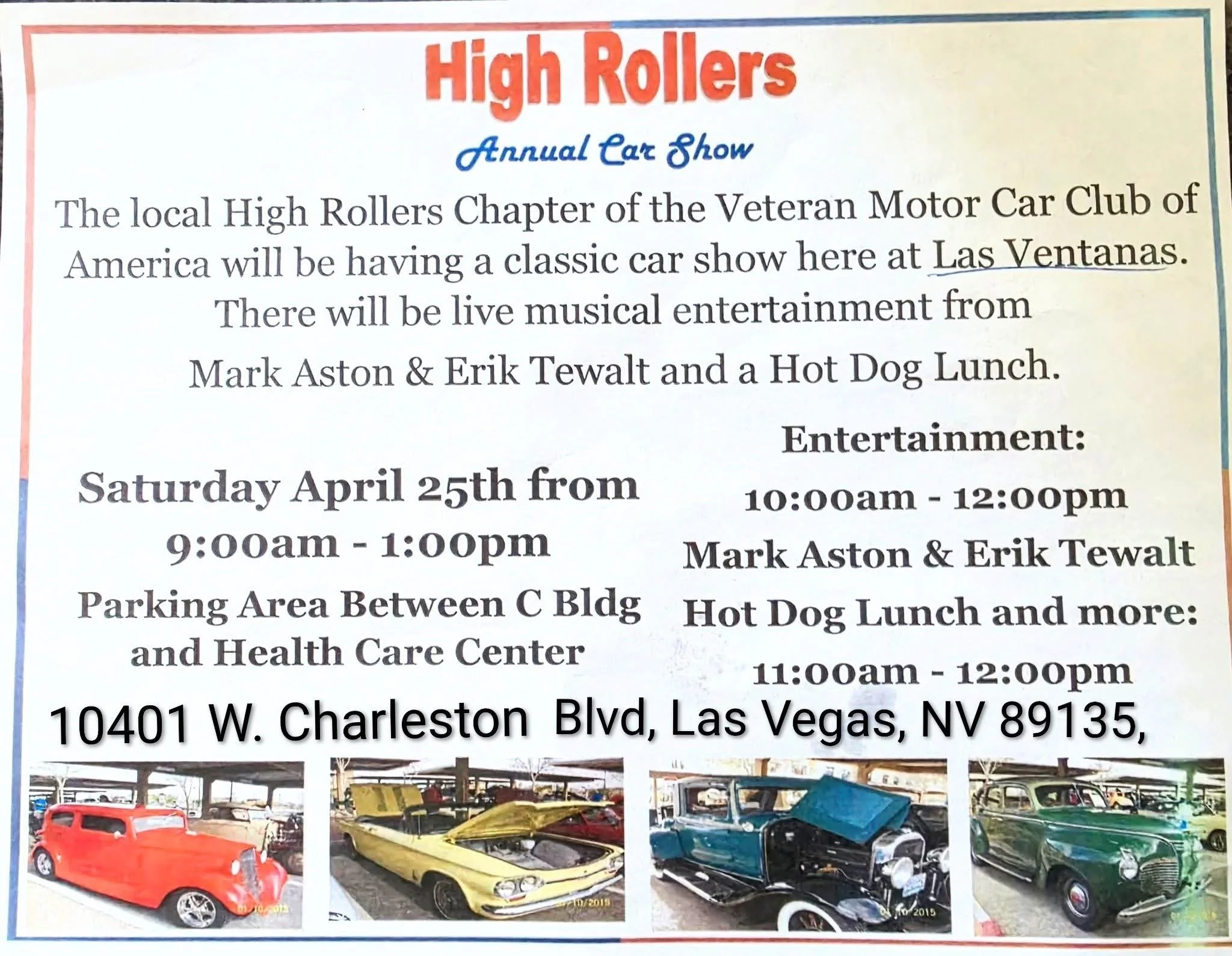 High Rollers Annual Car Show apr 25th 2026