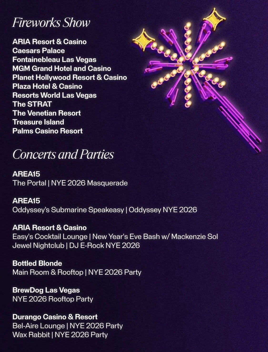 New Years Eve 2026 Events Las Vegas Fireworks Concerts Parties dec 31st 2025 -2