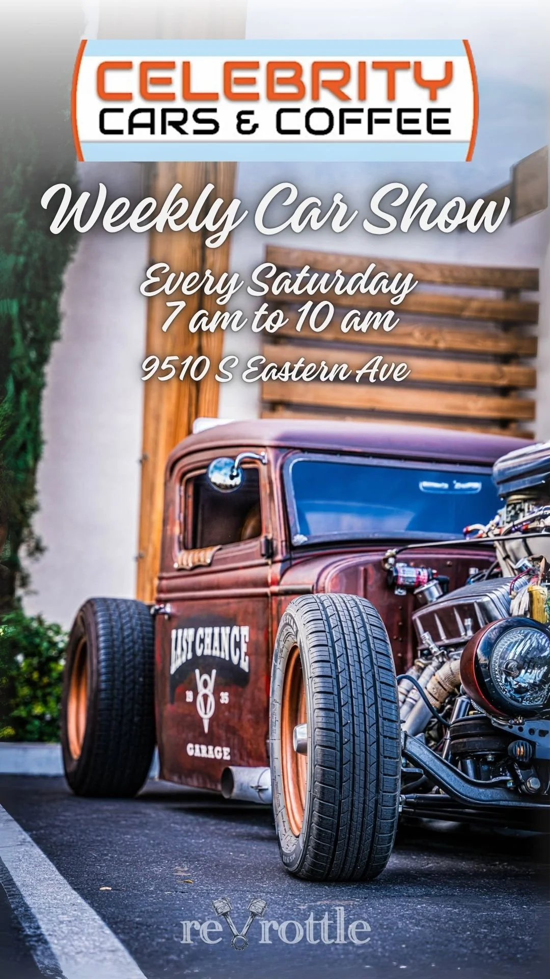Celebrity Cars and Coffee Weekly Car Show Flyer june 20th 2026