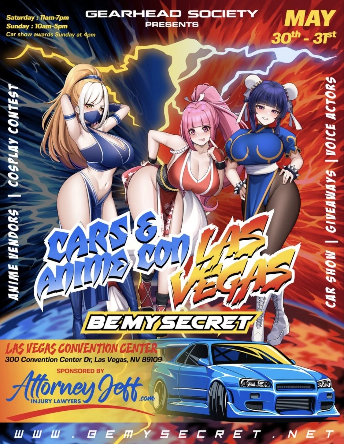 Cars and Anime Con Las Vegas Gearhead Society BeMySecret may 30th 31st 2026