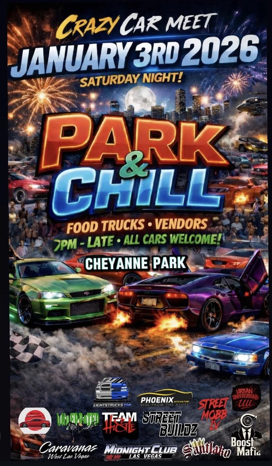 Crazy Car Meet Park and Chill jan 3rd 2026