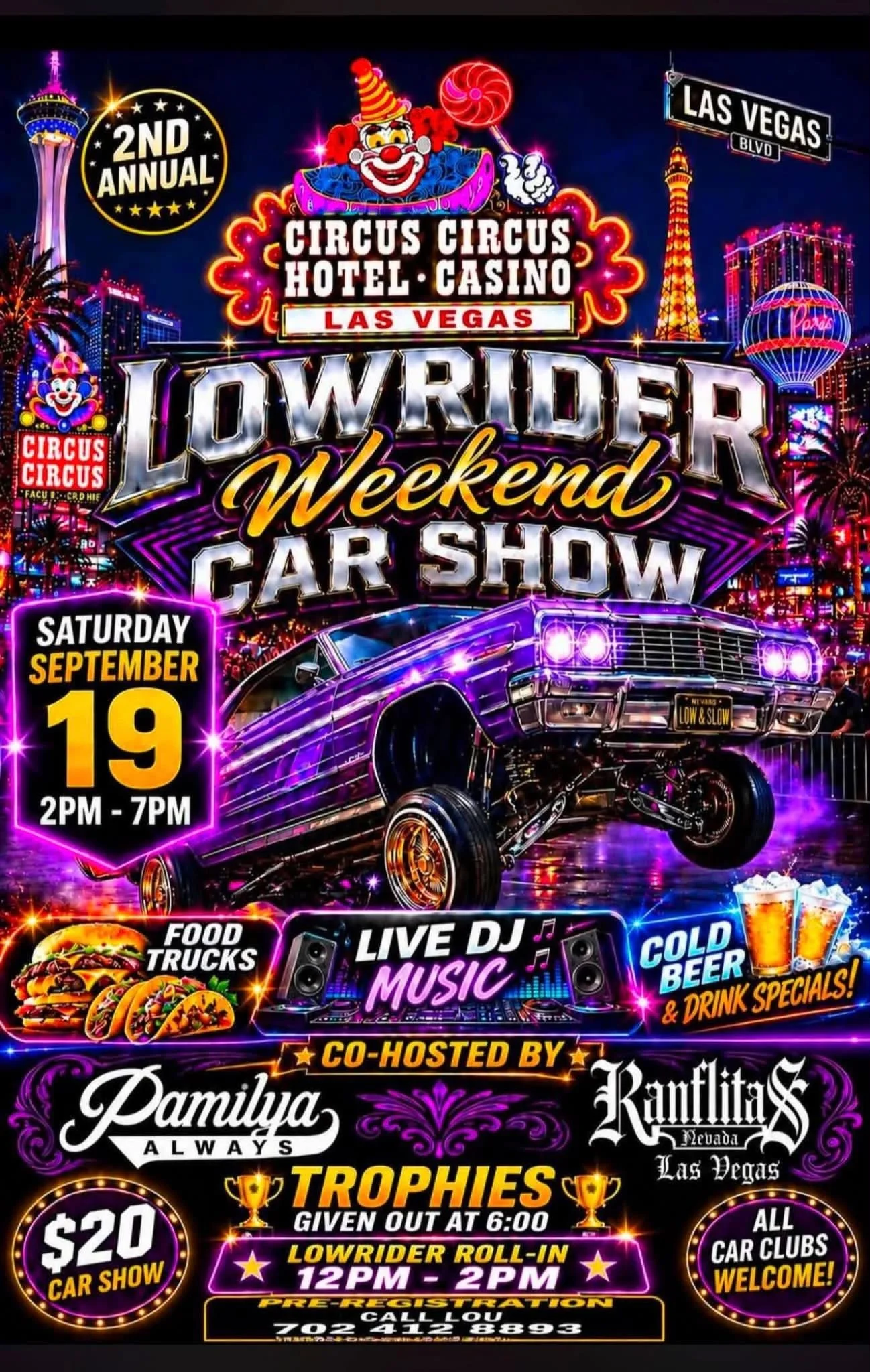 2nd Annual Lowrider Weekend Car Show Circus Circus Hotel sep 19th 2026