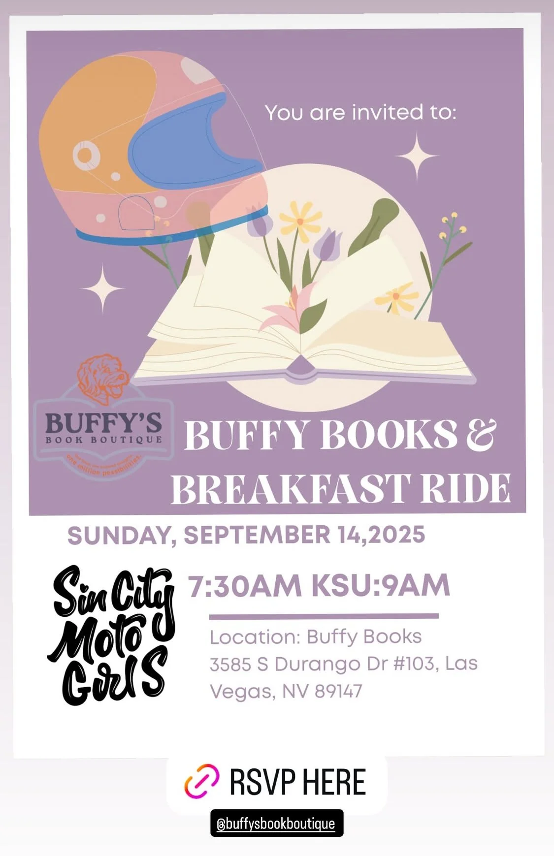 Buffy Books and Breakfast Ride Sin City Moto Girls Sep 14th 2025